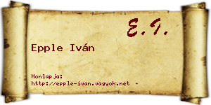 Epple Iván névjegykártya